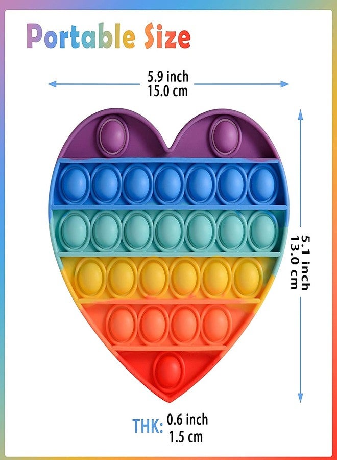 Sqinelli pop it Fidget Toy Big Size Combo Push Pop Bubble Fidget Sensory Toy, Autism Special Needs Silicone Stress Relief Toy, Great Fidget Toy Sensory Toys (Heart) - Image 2